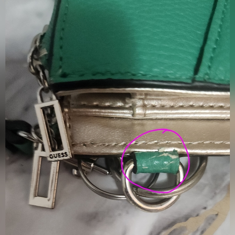🌷GUESS Double Zip Organizer Wallet/ Wrislet in Mint Green🌷Imperfections - Picture 4 of 16